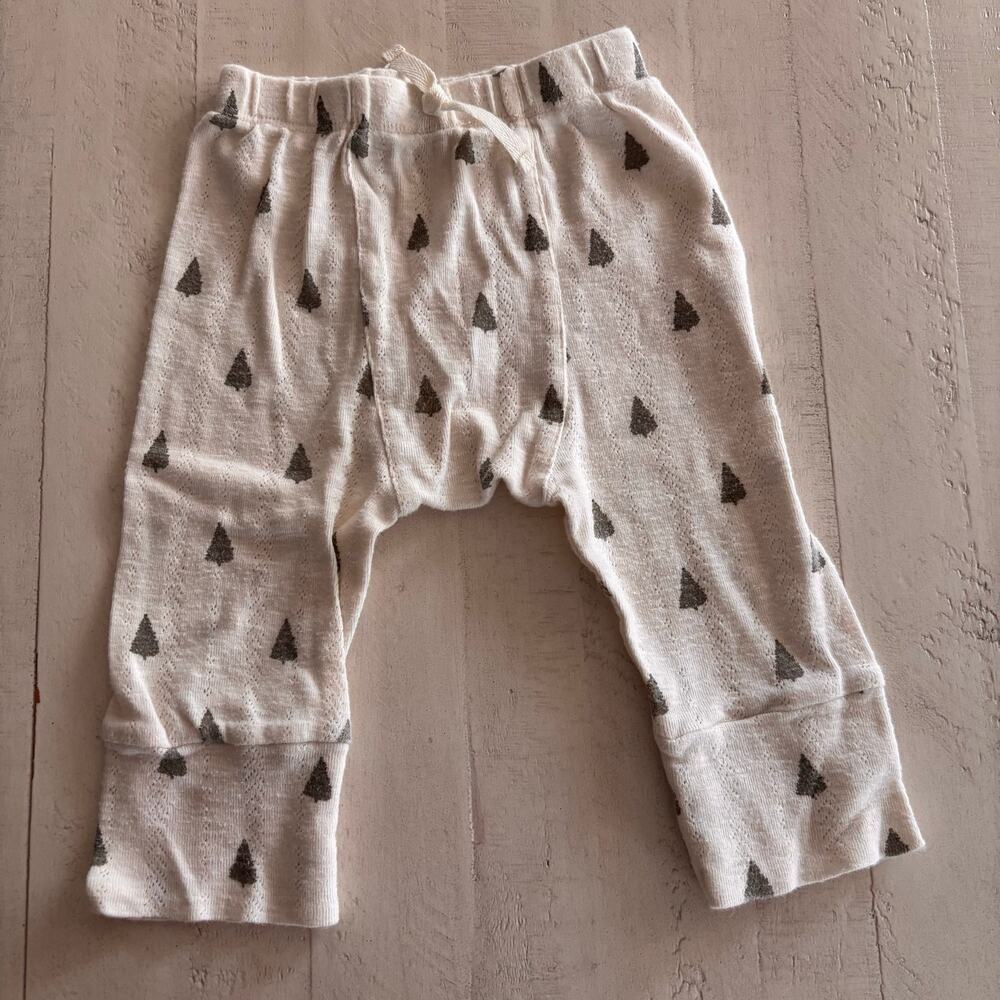 Kate Quinn 100% Organic Cotton Pointelle Panda Pants with Fir / Pine Trees 18-24